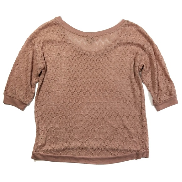 Decree Pink Dusty Rose Lace 3/4 Sleeve Top Large - Picture 2 of 4